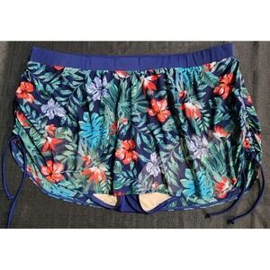 Lane Bryant Swim Cacique Women 26 Swim Skort Tropical Ruched Hawaiian Floral NEW